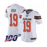 Women's Cleveland Browns #19 Bernie Kosar White Vapor Untouchable Limited Player 100th Season Football Jersey