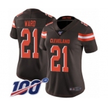 Women's Cleveland Browns #21 Denzel Ward Brown Team Color Vapor Untouchable Limited Player 100th Season Football Jersey