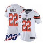 Women's Cleveland Browns #22 Eric Murray White Vapor Untouchable Limited Player 100th Season Football Jersey