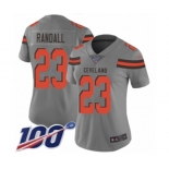 Women's Cleveland Browns #23 Damarious Randall Limited Gray Inverted Legend 100th Season Football Jersey