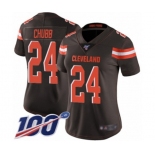 Women's Cleveland Browns #24 Nick Chubb Brown Team Color Vapor Untouchable Limited Player 100th Season Football Jersey