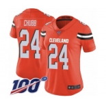 Women's Cleveland Browns #24 Nick Chubb Orange Alternate Vapor Untouchable Limited Player 100th Season Football Jersey