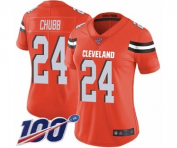 Women's Cleveland Browns #24 Nick Chubb Orange Alternate Vapor Untouchable Limited Player 100th Season Football Jersey