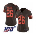 Women's Cleveland Browns #26 Greedy Williams Limited Brown Rush Vapor Untouchable 100th Season Football Jersey