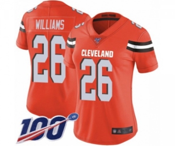 Women's Cleveland Browns #26 Greedy Williams Orange Alternate Vapor Untouchable Limited Player 100th Season Football Jersey