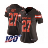 Women's Cleveland Browns #27 Kareem Hunt Brown Team Color Vapor Untouchable Limited Player 100th Season Football Jersey