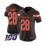 Women's Cleveland Browns #28 Phillip Gaines Brown Team Color Vapor Untouchable Limited Player 100th Season Football Jersey