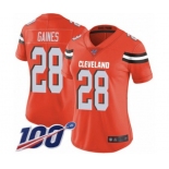 Women's Cleveland Browns #28 Phillip Gaines Orange Alternate Vapor Untouchable Limited Player 100th Season Football Jersey