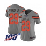 Women's Cleveland Browns #29 Duke Johnson Limited Gray Inverted Legend 100th Season Football Jersey