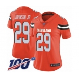 Women's Cleveland Browns #29 Duke Johnson Orange Alternate Vapor Untouchable Limited Player 100th Season Football Jersey