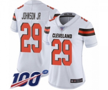 Women's Cleveland Browns #29 Duke Johnson White Vapor Untouchable Limited Player 100th Season Football Jersey