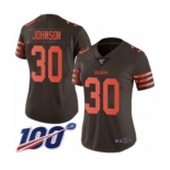 Women's Cleveland Browns #30 D'Ernest Johnson Limited Brown Rush Vapor Untouchable 100th Season Football Jersey