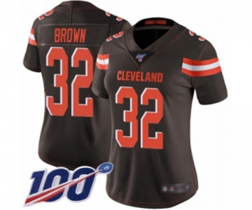 Women's Cleveland Browns #32 Jim Brown Team Color Vapor Untouchable Limited Player 100th Season Football Jersey