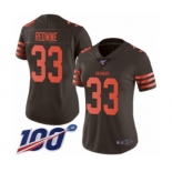 Women's Cleveland Browns #33 Sheldrick Redwine Limited Brown Rush Vapor Untouchable 100th Season Football Jersey