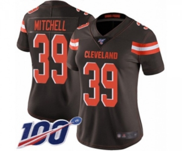 Women's Cleveland Browns #39 Terrance Mitchell Brown Team Color Vapor Untouchable Limited Player 100th Season Football Jersey