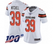 Women's Cleveland Browns #39 Terrance Mitchell White Vapor Untouchable Limited Player 100th Season Football Jersey