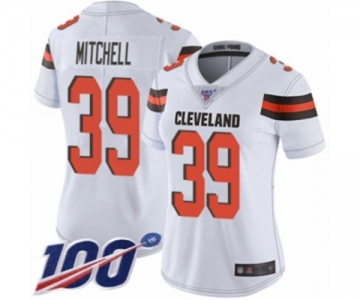 Women's Cleveland Browns #39 Terrance Mitchell White Vapor Untouchable Limited Player 100th Season Football Jersey