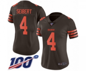 Women's Cleveland Browns #4 Austin Seibert Limited Brown Rush Vapor Untouchable 100th Season Football Jersey