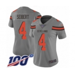 Women's Cleveland Browns #4 Austin Seibert Limited Gray Inverted Legend 100th Season Football Jersey