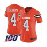 Women's Cleveland Browns #4 Austin Seibert Orange Alternate Vapor Untouchable Limited Player 100th Season Football Jersey