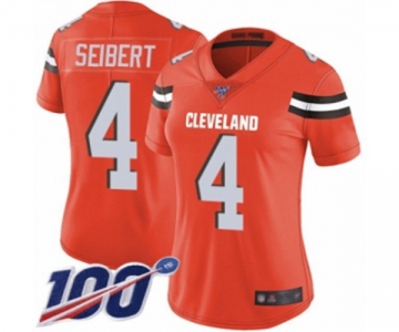 Women's Cleveland Browns #4 Austin Seibert Orange Alternate Vapor Untouchable Limited Player 100th Season Football Jersey