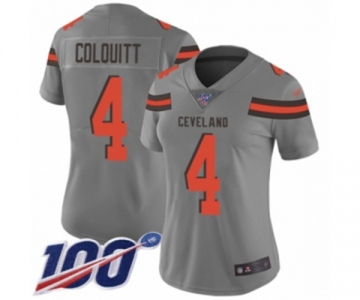 Women's Cleveland Browns #4 Britton Colquitt Limited Gray Inverted Legend 100th Season Football Jersey