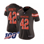 Women's Cleveland Browns #42 Morgan Burnett Brown Team Color Vapor Untouchable Limited Player 100th Season Football Jersey