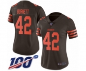 Women's Cleveland Browns #42 Morgan Burnett Limited Brown Rush Vapor Untouchable 100th Season Football Jersey