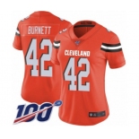 Women's Cleveland Browns #42 Morgan Burnett Orange Alternate Vapor Untouchable Limited Player 100th Season Football Jersey