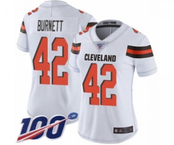 Women's Cleveland Browns #42 Morgan Burnett White Vapor Untouchable Limited Player 100th Season Football Jersey