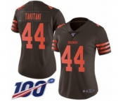 Women's Cleveland Browns #44 Sione Takitaki Limited Brown Rush Vapor Untouchable 100th Season Football Jersey