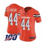 Women's Cleveland Browns #44 Sione Takitaki Orange Alternate Vapor Untouchable Limited Player 100th Season Football Jersey