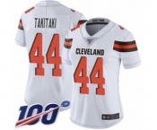 Women's Cleveland Browns #44 Sione Takitaki White Vapor Untouchable Limited Player 100th Season Football Jersey