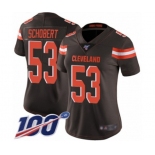 Women's Cleveland Browns #53 Joe Schobert Brown Team Color Vapor Untouchable Limited Player 100th Season Football Jersey