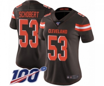 Women's Cleveland Browns #53 Joe Schobert Brown Team Color Vapor Untouchable Limited Player 100th Season Football Jersey