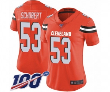 Women's Cleveland Browns #53 Joe Schobert Orange Alternate Vapor Untouchable Limited Player 100th Season Football Jersey