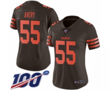 Women's Cleveland Browns #55 Genard Avery Limited Brown Rush Vapor Untouchable 100th Season Football Jersey