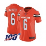 Women's Cleveland Browns #6 Baker Mayfield Orange Alternate 100th Season Vapor Untouchable Limited Player Football Jersey