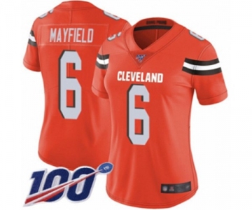 Women's Cleveland Browns #6 Baker Mayfield Orange Alternate 100th Season Vapor Untouchable Limited Player Football Jersey