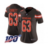 Women's Cleveland Browns #63 Austin Corbett Brown Team Color Vapor Untouchable Limited Player 100th Season Football Jersey