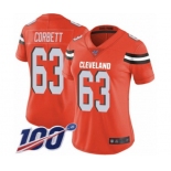 Women's Cleveland Browns #63 Austin Corbett Orange Alternate Vapor Untouchable Limited Player 100th Season Football Jersey