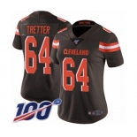 Women's Cleveland Browns #64 JC Tretter Brown Team Color Vapor Untouchable Limited Player 100th Season Football Jersey