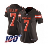 Women's Cleveland Browns #7 Jamie Gillan Brown Team Color Vapor Untouchable Limited Player 100th Season Football Jersey