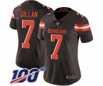 Women's Cleveland Browns #7 Jamie Gillan Brown Team Color Vapor Untouchable Limited Player 100th Season Football Jersey