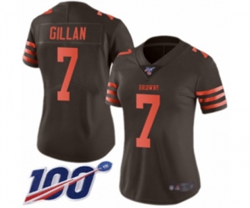 Women's Cleveland Browns #7 Jamie Gillan Limited Brown Rush Vapor Untouchable 100th Season Football Jersey