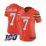 Women's Cleveland Browns #7 Jamie Gillan Orange Alternate Vapor Untouchable Limited Player 100th Season Football Jersey