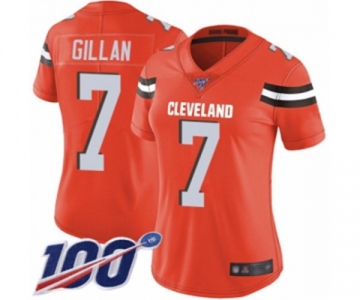 Women's Cleveland Browns #7 Jamie Gillan Orange Alternate Vapor Untouchable Limited Player 100th Season Football Jersey