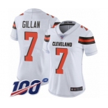 Women's Cleveland Browns #7 Jamie Gillan White Vapor Untouchable Limited Player 100th Season Football Jersey