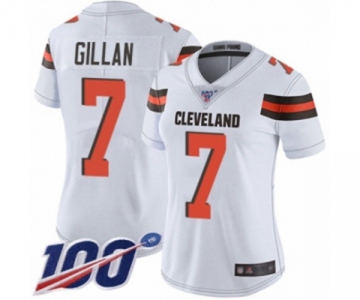 Women's Cleveland Browns #7 Jamie Gillan White Vapor Untouchable Limited Player 100th Season Football Jersey