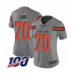 Women's Cleveland Browns #70 Kendall Lamm Limited Gray Inverted Legend 100th Season Football Jersey